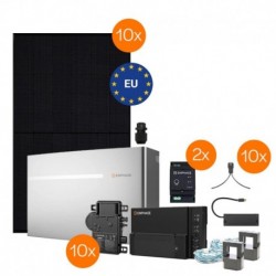 Meyer Burger & Enphase complete PV ESS kit voor 1-fase: 10x 390Wp Module, 10x IQ8MC Micro-omvormer, 10.5 kWh Batterij